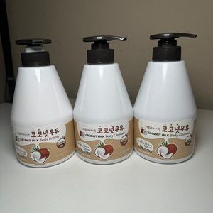 Kwailnara Welcos Coconut Milk Body Lotion & Cleanser lot of 3 bottles  Coconut M